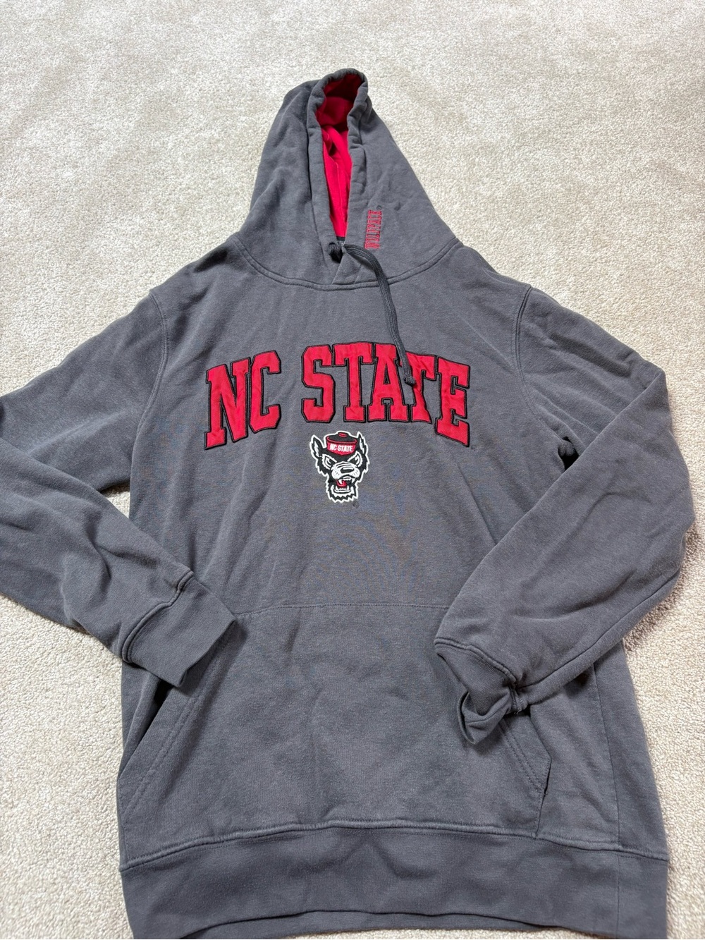 NC State Gray & Red Pullover Hoodie - Men's Collegiate Hoodie